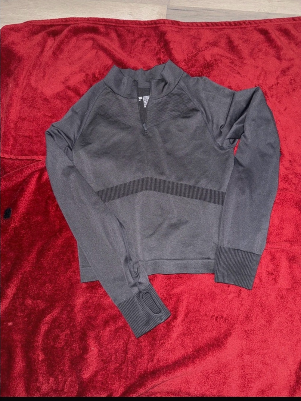 PINK Victoria's Secret Charcoal Gray Quarter-Zip Sweatshirt and leggings